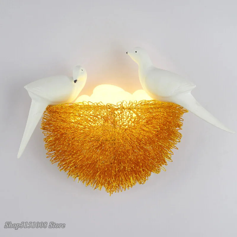 DecorBites™ مصباح جداري عش الطيور الذهبي LED ديكور منزلي حديث إضاءة جدارية
