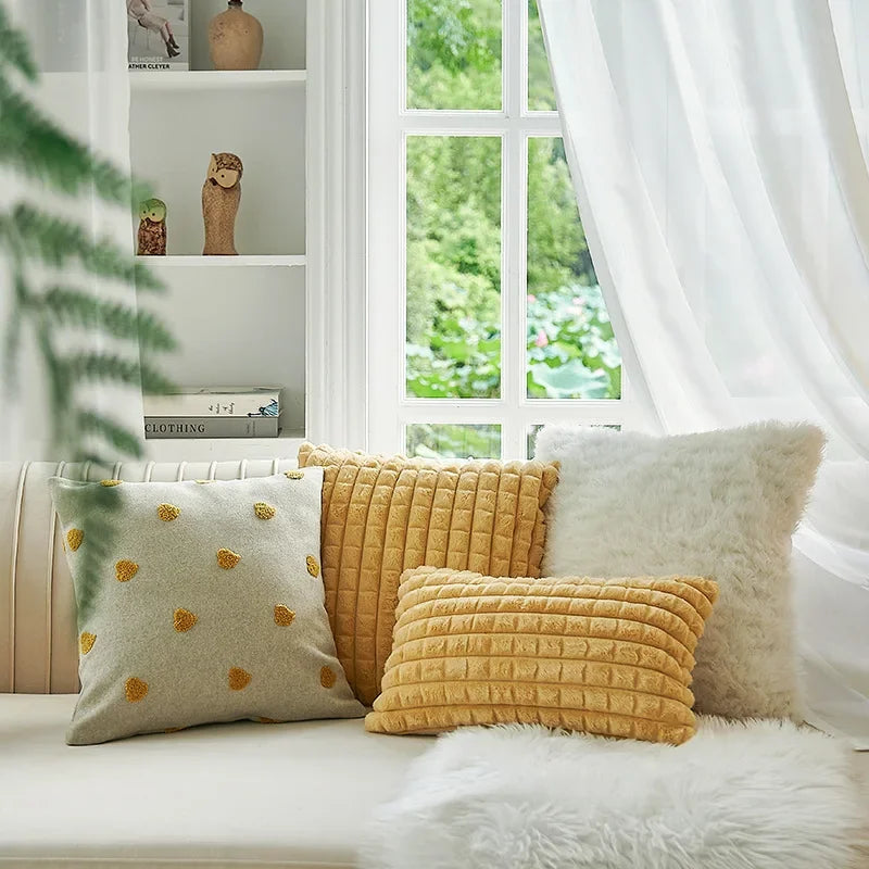 DecorBites™ Geometric Tufted Plush Cushion Cover for Stylish Home Decor