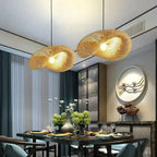 40-80cm Bamboo Weaving LED Pendant Light HandMade Vintage Home Hanging Chandelier Lampshade Dining Living Room Indoor Fixtures