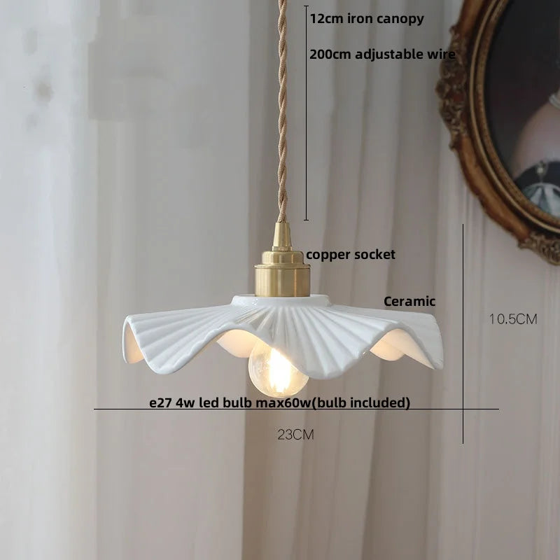 DecorBites™ Brown Wood LED Pendant Lamp Ceramic Nordic Hanging Light Fixtures