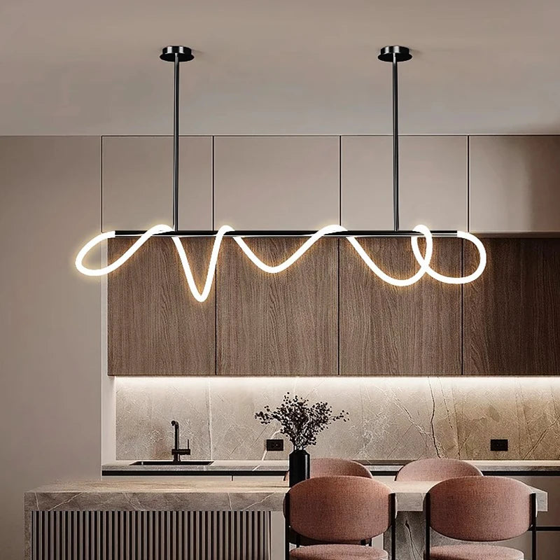 Modern Linear Brushed Stainless Pendant Light