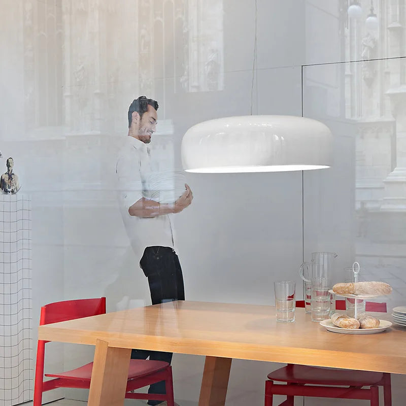 DecorBites™ Glossy Black Round Pendant Light for Dining Room, Modern Nordic Hanging Lamp