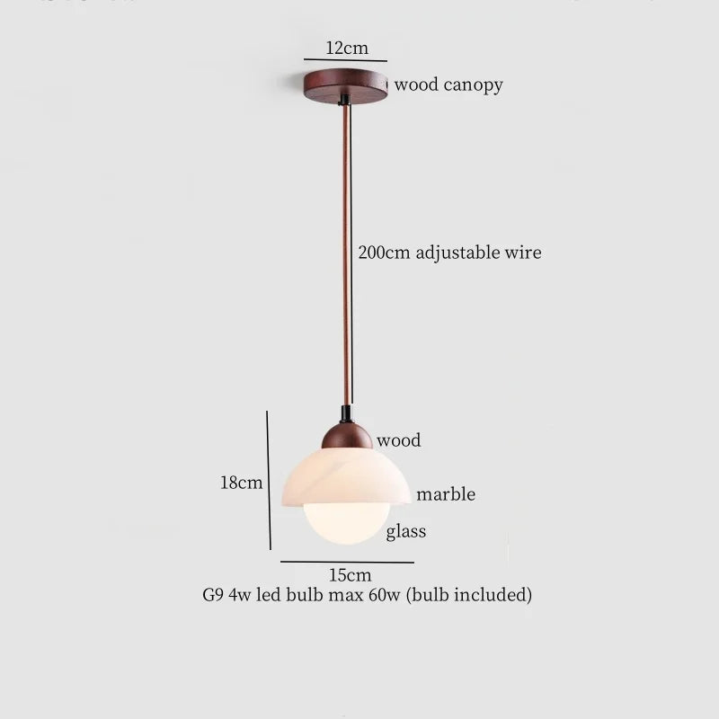 DecorBites™ Iron Marble LED Pendant Light Fixture Modern Hanging Lamp Interior Decor