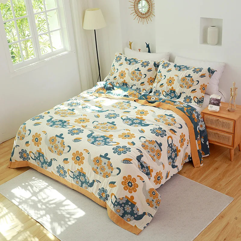 Couverture Serviette en Gaze de Coton DecorBites™ - Jacquard Double Face Teint en Fil pour Adultes et Enfants