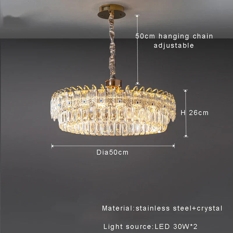 DecorBites™ Double Crystal Ceiling Chandelier: Modern Luxury Home Decoration for Living Room
