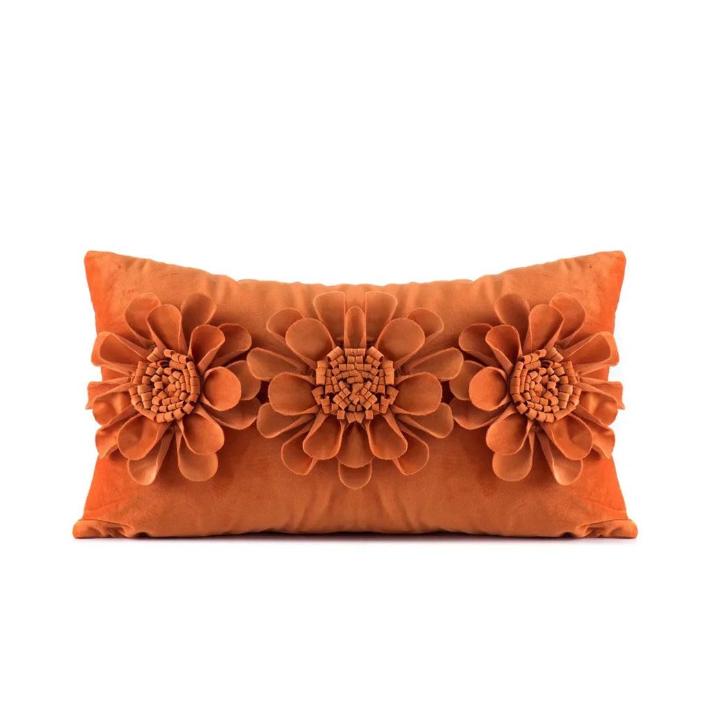 DecorBites™ 3D Velvet Flower Pillow Covers in Yellow Beige 45x45cm