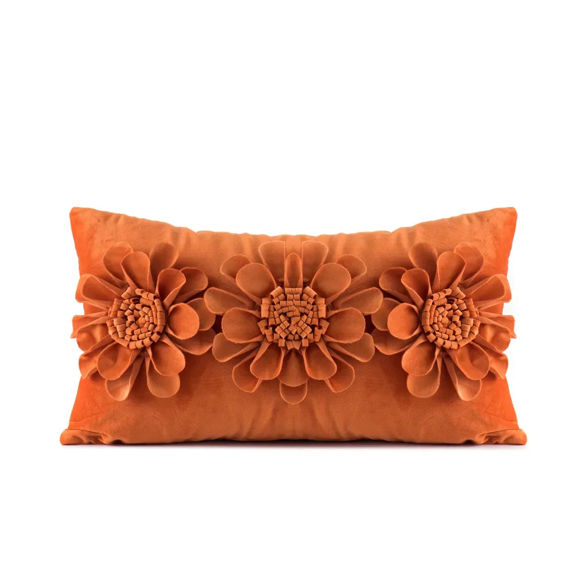 DecorBites™ 3D Velvet Flower Pillow Covers in Yellow Beige 45x45cm
