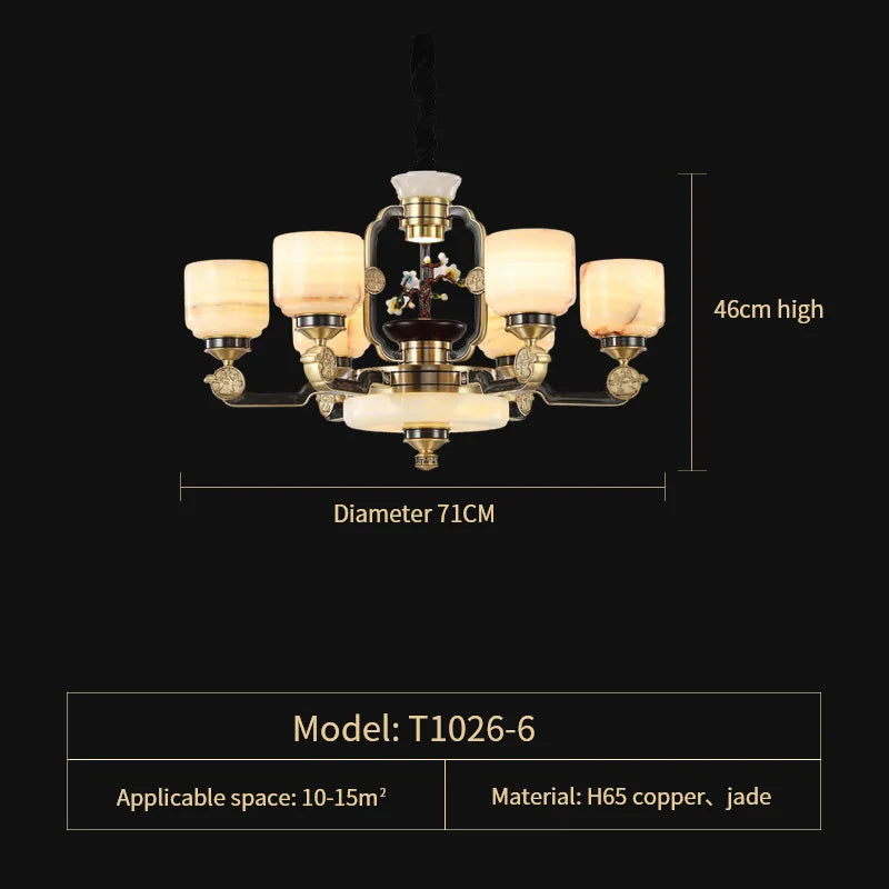 DecorBites™ Copper Jade Duplex Chandelier: Chinese Villa Hall Lighting for Hotel Lobby & Living Room