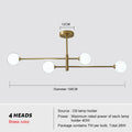 DecorBites™ Glass Brass Chandelier Modern Pendant Light for Home Living Room Restaurant Bedroom
