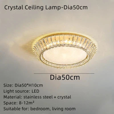DecorBites™ مصباح سقف كريستالي ذهبي: تركيبات إضاءة دائرية حديثة على الطراز الاسكندنافي لغرف النوم والمطاعم