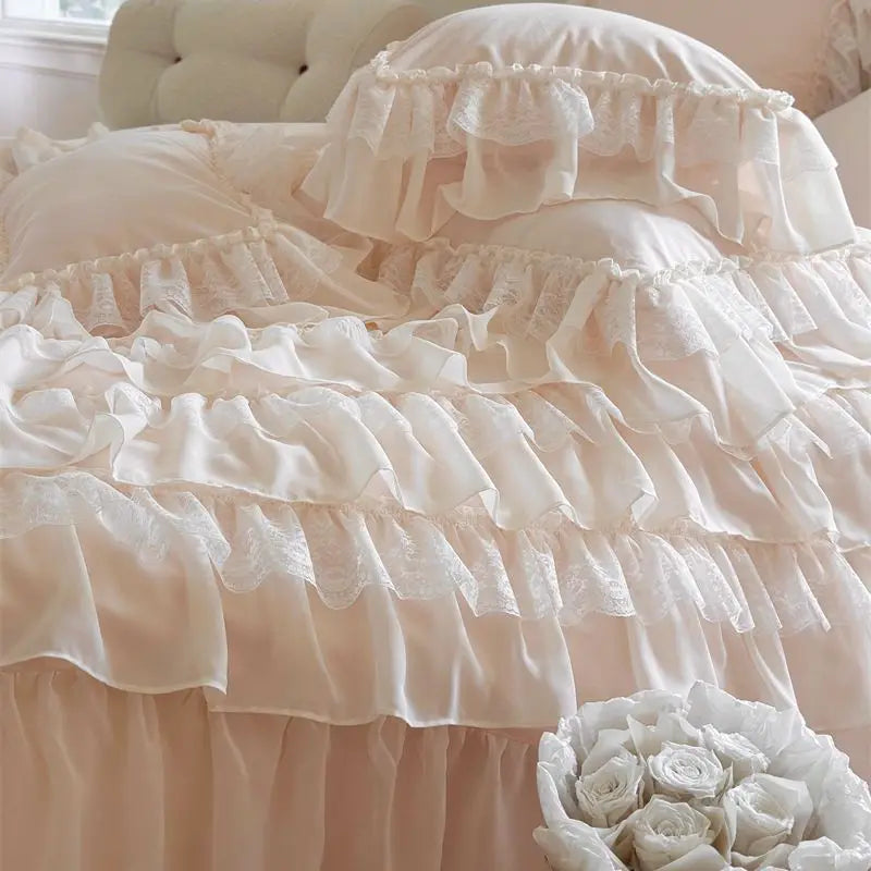 DecorBites™ French Princess Bedding Set with Ruffles and Lace