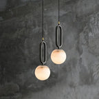 Nordic Marble Pendant Light With Polished Copper Accent