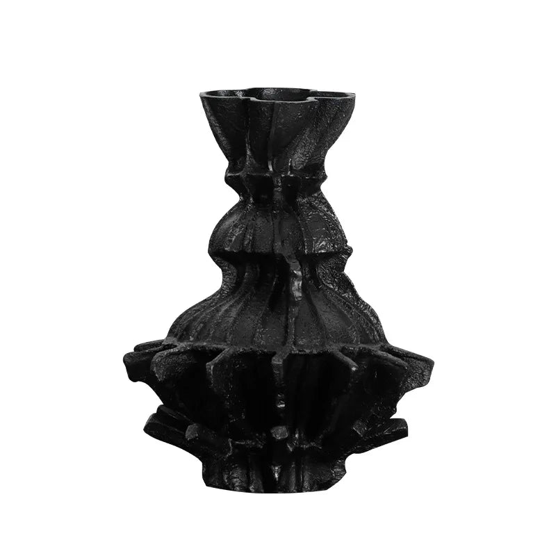 DecorBites™ Abstract Pleated Gear Resin Flower Vase - Home Decoration & Arrangement