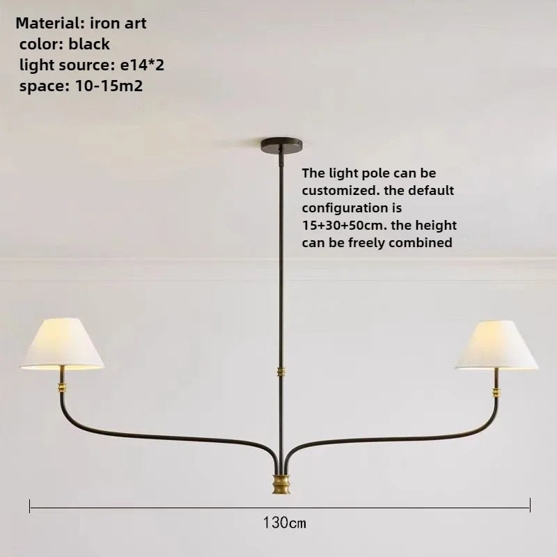 Vintage Cloth Pendant Light With Iron Finish