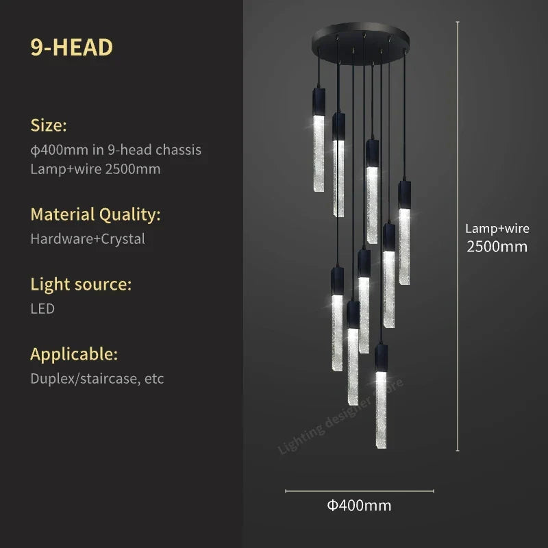 DecorBites™ Crystal Bubble Chandelier Pendant Light - Modern Staircase Hanging Fixture