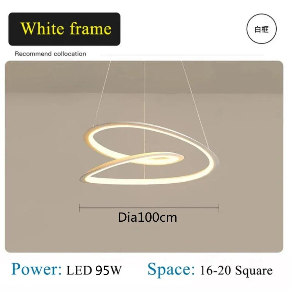 ثريا Kepler LED مستديرة من DecorBites™ لديكور غرفة المعيشة، مصباح معلق أبيض