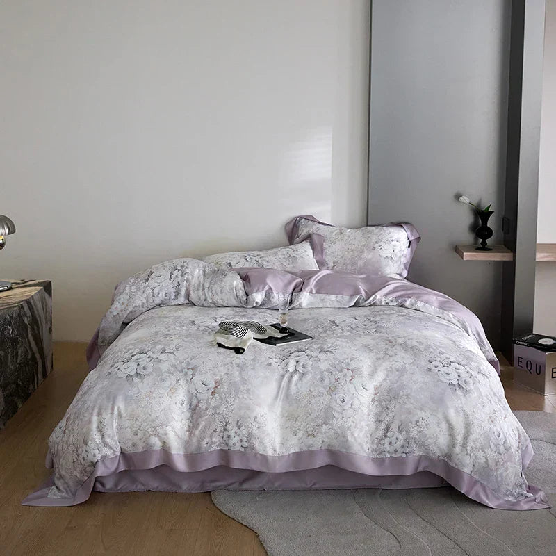 DecorBites™ Eucalyptus Fiber Bedding Set: Duvet Cover, Bed Sheet, Fitted Sheet, Pillowcases
