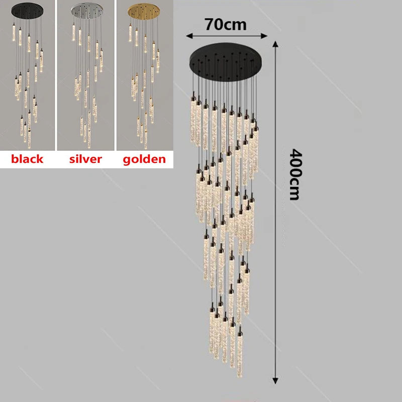 Art Deco Crystal Staircase Pendant Light