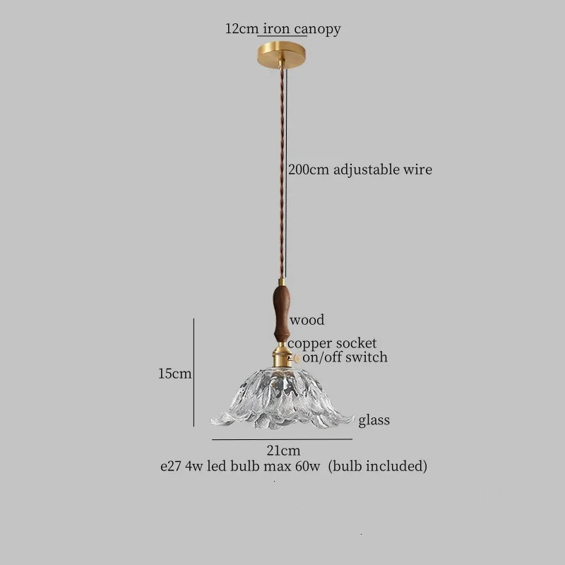 DecorBites™ Clear Glass LED Pendant Light for Bedside Living Dining Decor