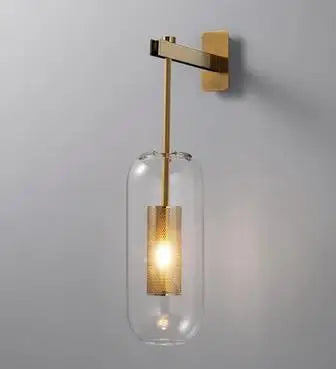 Applique murale en verre doré DecorBites™ : Lampe murale industrielle E14 post-moderne pour la décoration intérieure