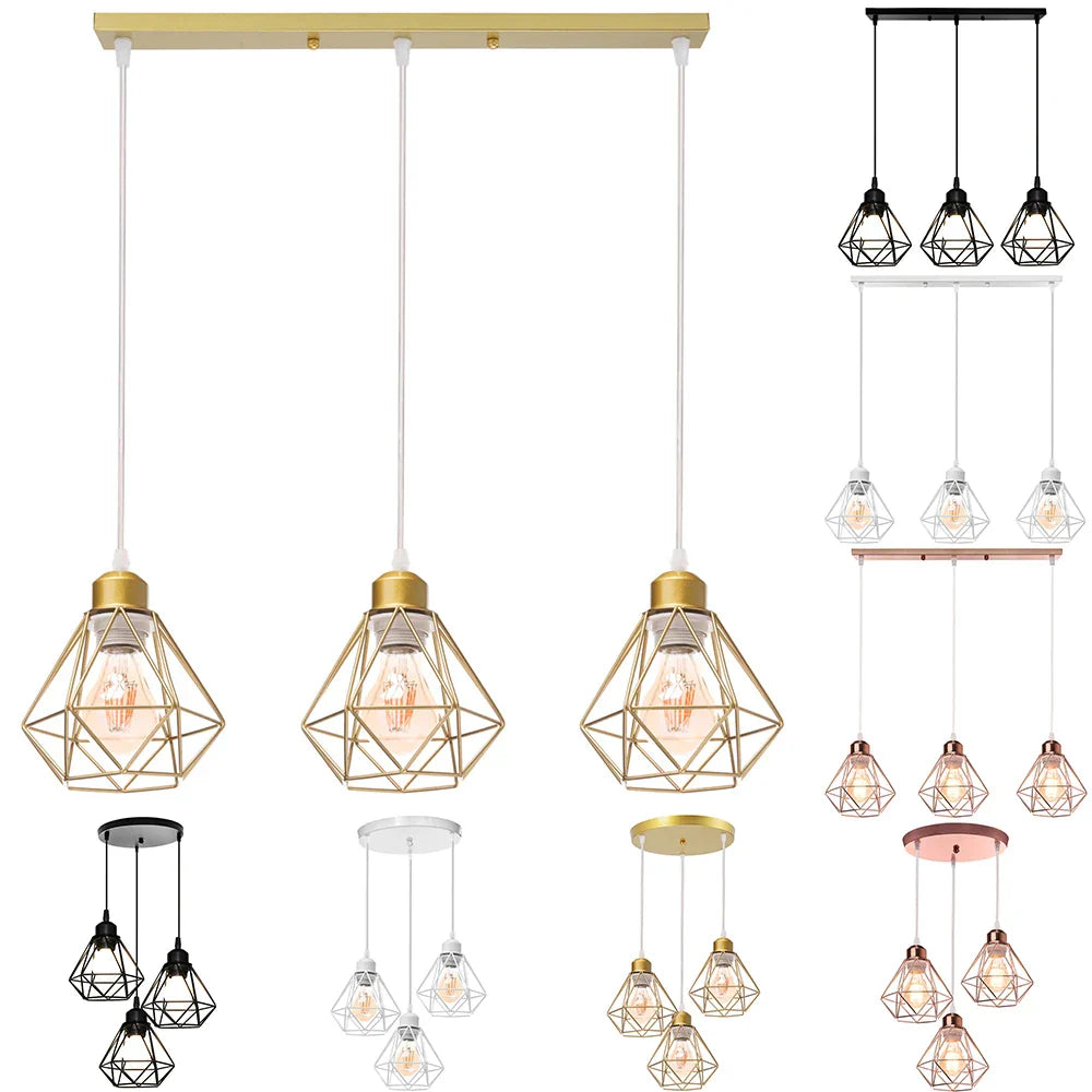 DecorBites™ Iron Frame Pendant Chandelier for Modern Indoor Lighting
