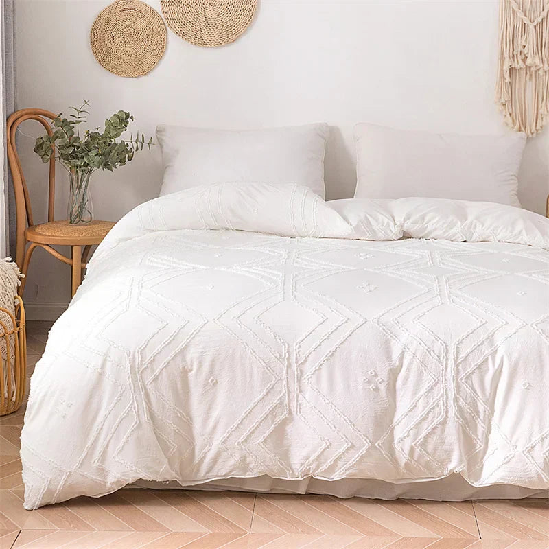 DecorBites™ طقم غطاء لحاف أزهار مقطوعة هندسية بحجم كينج من مفروشات عالية الجودة