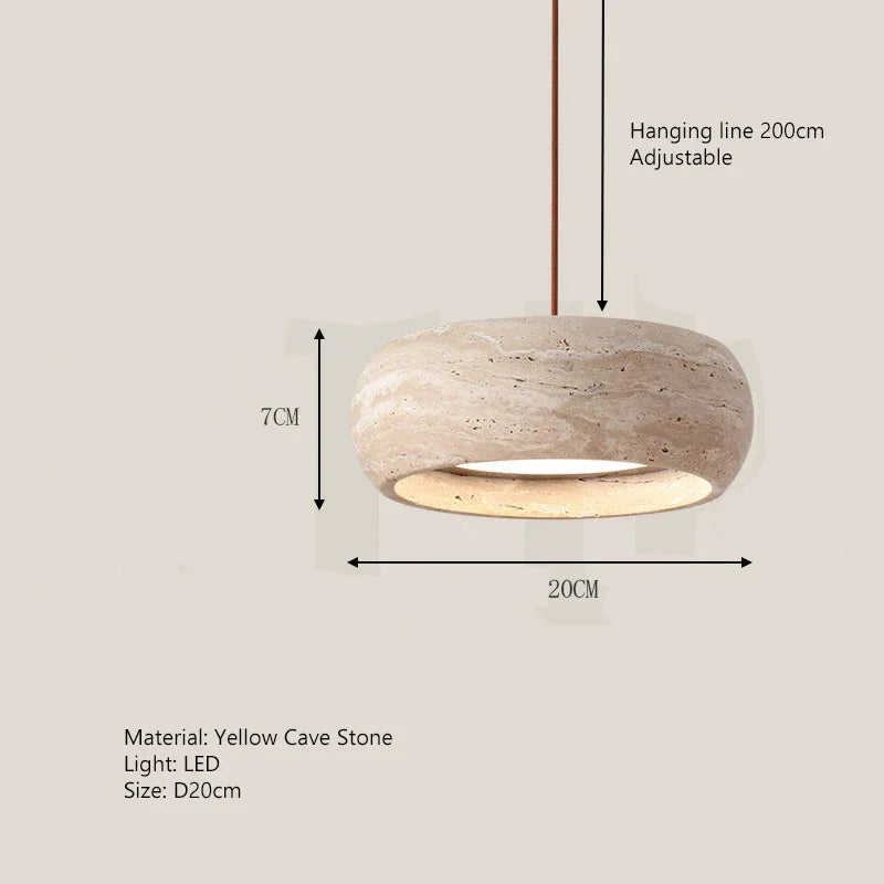 Wabi-Sabi Round Travertine Stone Pendant Light