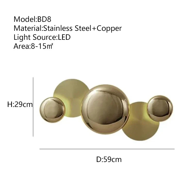 أباليق جدارية معدنية كبيرة ذهبية من DecorBites™ مصابيح LED إضاءة منزلية فاخرة عصرية