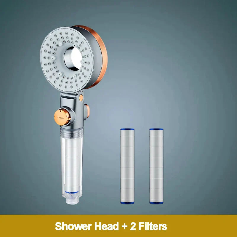DecorBites™ Dual-Sided Shower Head with 3 Jets & Water-Saving Filtration