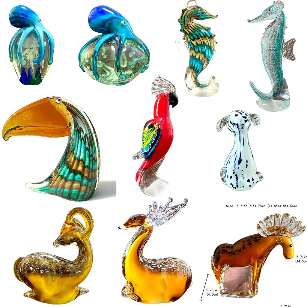 DecorBites™ Handmade Crystal Sika Deer Figurine Blown Glass Animal Craft Home Decor