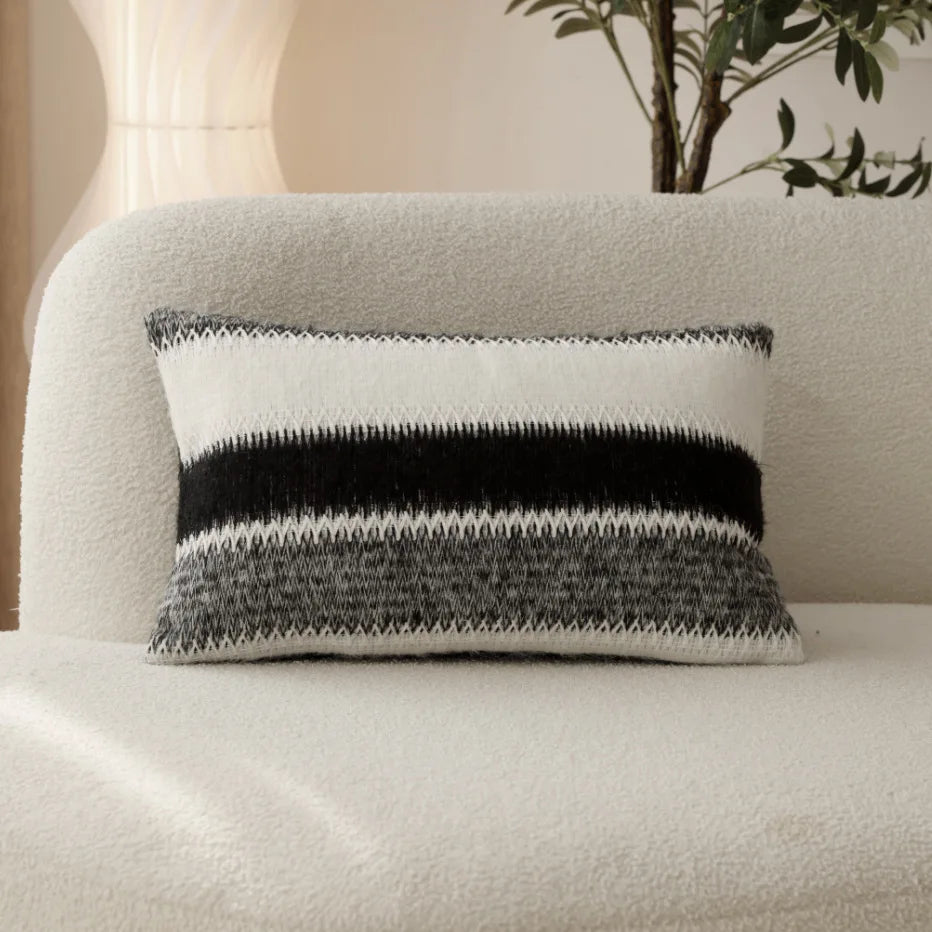 DecorBites™ Knitted Crochet Cushion Cover Black Gray White Nordic Simple Luxury Pillowcase