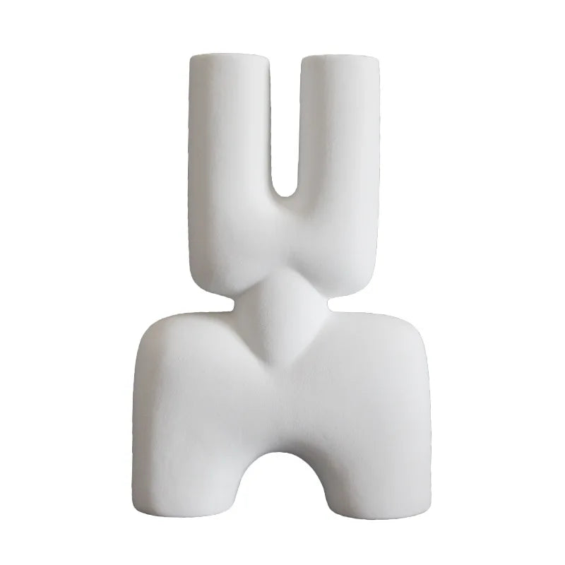 DecorBites™ Geometric Ceramic Vase | Irregular Ornaments | Room Decoration Accessories