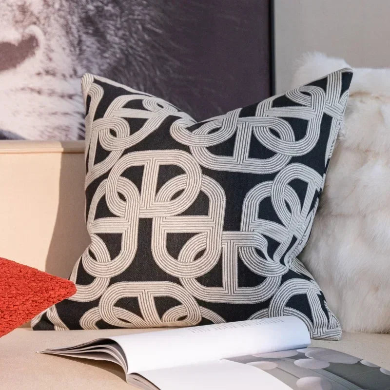 DecorBites™ Geometric Jacquard Cushion Cover | Modern Light Luxury Pillowcase | Decorative Home Accent