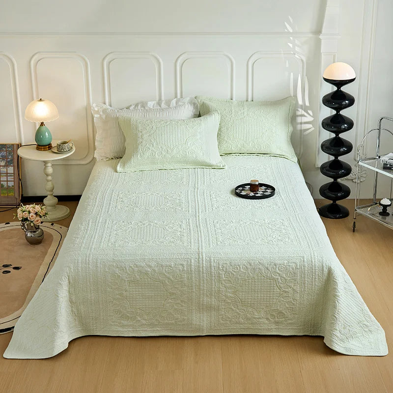 DecorBites™ Cotton Quilted Embroidered Bedspread Set