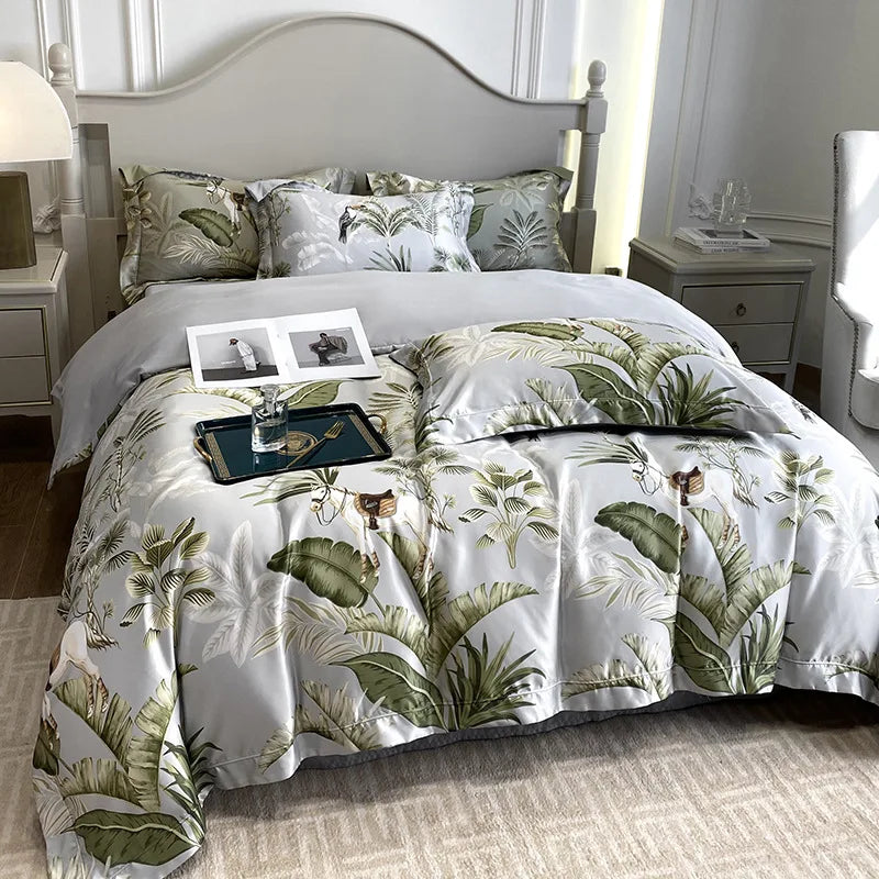 DecorBites™ 3D Printed Faux Silk Bedding Set - Cooling, Skin-Friendly, Non-Fading Comfort