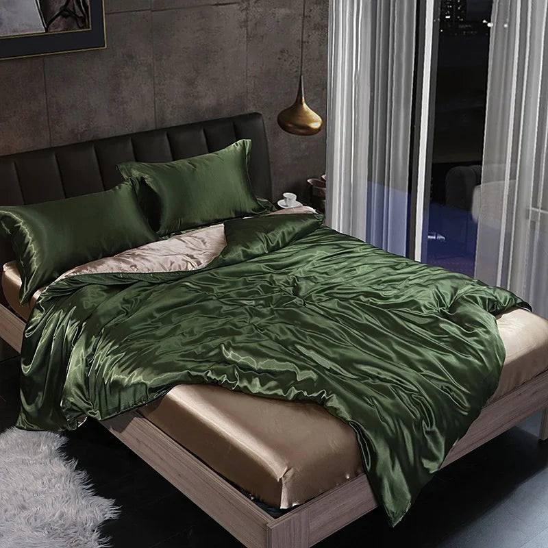 DecorBites™ King Size Silk-Blend Duvet Cover Set with Pillowcases