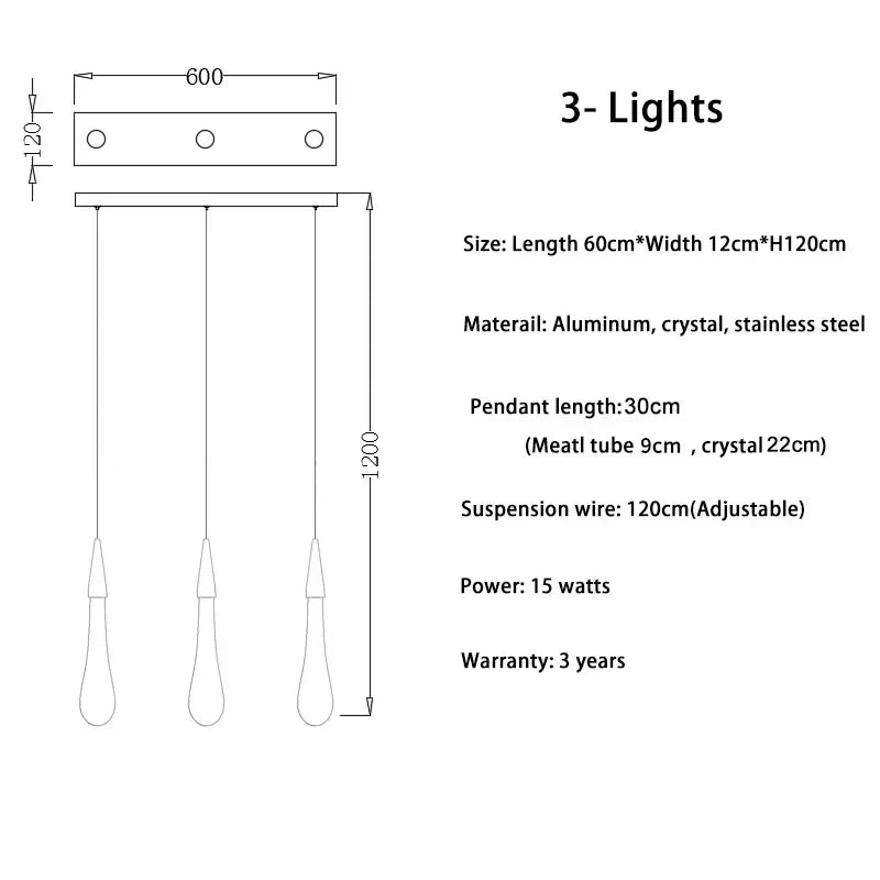 DecorBites™ Crystal Gold Pendant Lights for Dining Room Kitchen Island Chandelier