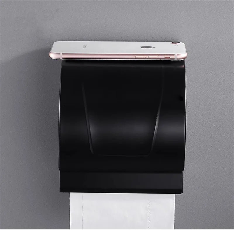 DecorBites™ Black Carved Aluminum Bathroom Tissue Holder Toilet Paper Roll Rack