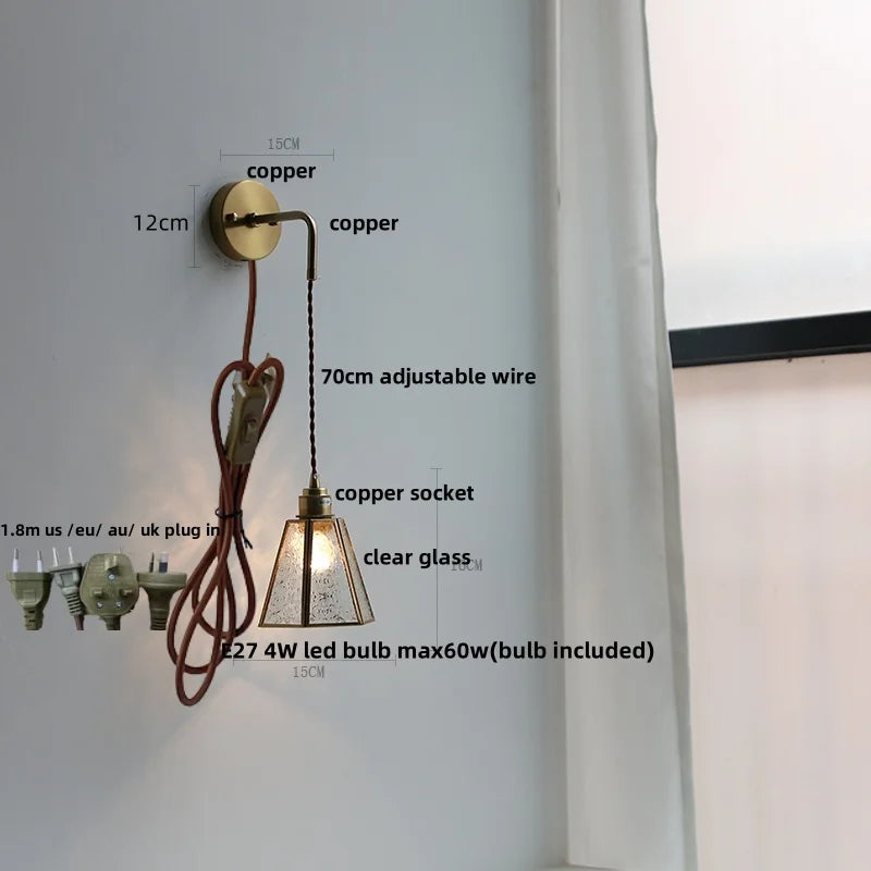 مصابيح جدارية LED من DecorBites™ بزجاج شفاف ومصباح سرير قابل للتعديل على الطراز الاسكندنافي الحديث
