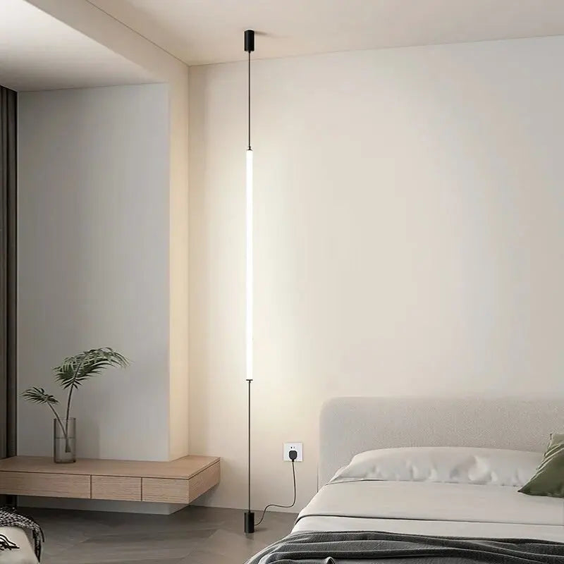 Italian Linear Black Metal & Acrylic Pendant Light