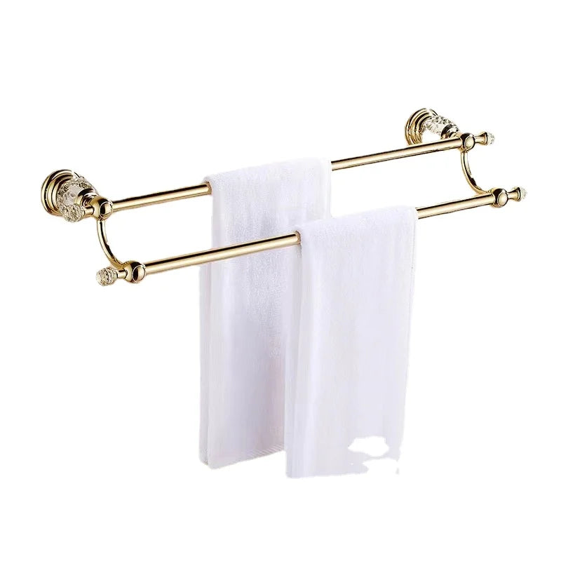 DecorBites™ Crystal Bathroom Towel Rack: European Style Hardware Bath Organizer