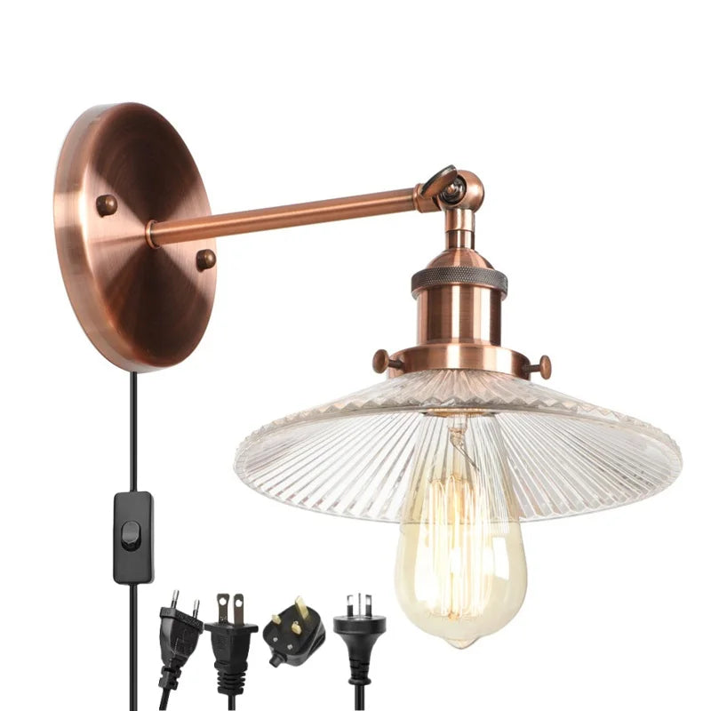 DecorBites™ Industrial Loft LED Wall Light for Bedroom, Bathroom, Stairs - Plug In Iron Lamp