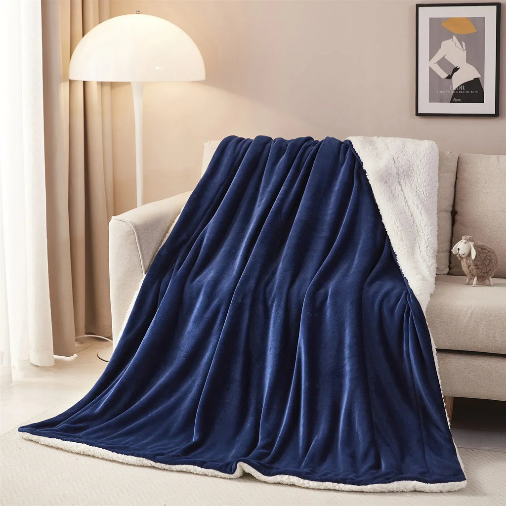 DecorBites™ Cozy Sherpa Twin Blanket: Super Soft Fleece & Velvet Plush Reversible Warm Winter Bed Blanket