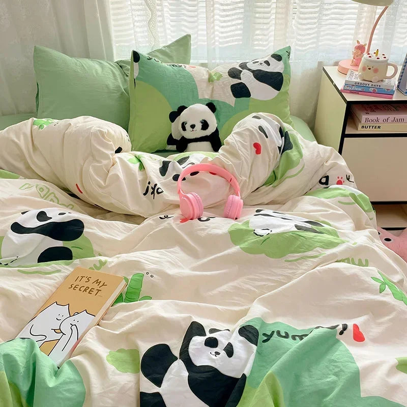 طقم لحاف قطني بتصميم كرتوني مريح من DecorBites™ للكبار