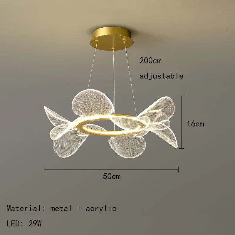 DecorBites™ Gold Ring LED Pendant Light with Adjustable Dimming and Clear Acrylic Design