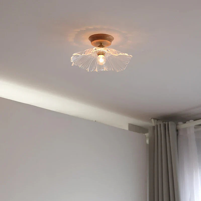DecorBites™ Glass Wood LED Ceiling Lamp for Home Lighting and Decoration