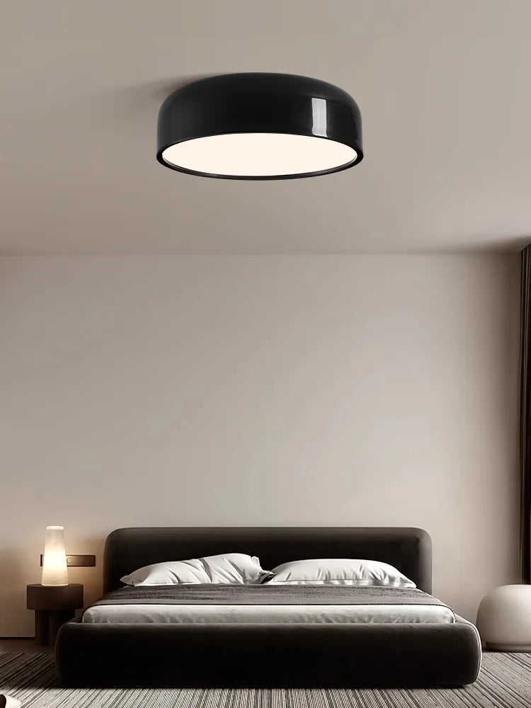 DecorBites™ Italian Minimalist Round LED Ceiling Lamp Black White Bedroom Light