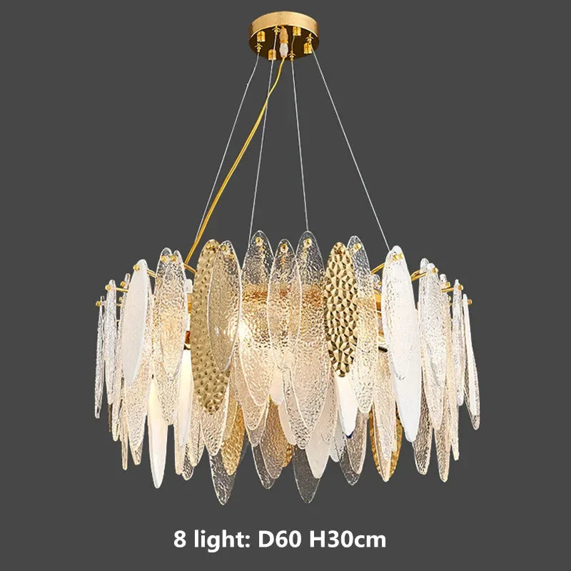 DecorBites™ Gold Metal Chain LED Pendant Lights for Modern Luxury Living Room