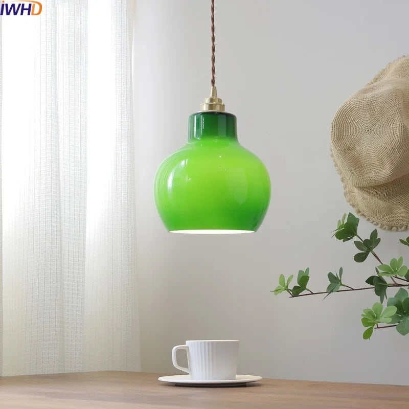DecorBites™ مصابيح قلادة LED زجاجية خضراء مصباح معلق حديث ديكور منزلي