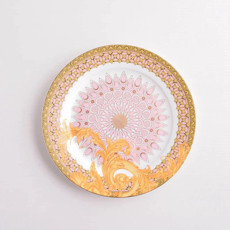 طقم أدوات مائدة من البورسلين "DecorBites™ Golden Flower Bone China"